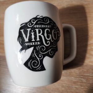 Source Unknown White Virgo Zodiac Mug with Black Silhouette Design